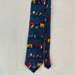 Vintage Save The Children 90s Novelty Cartoon Dogs Silk Neck Tie “The‎ Dog Show”
